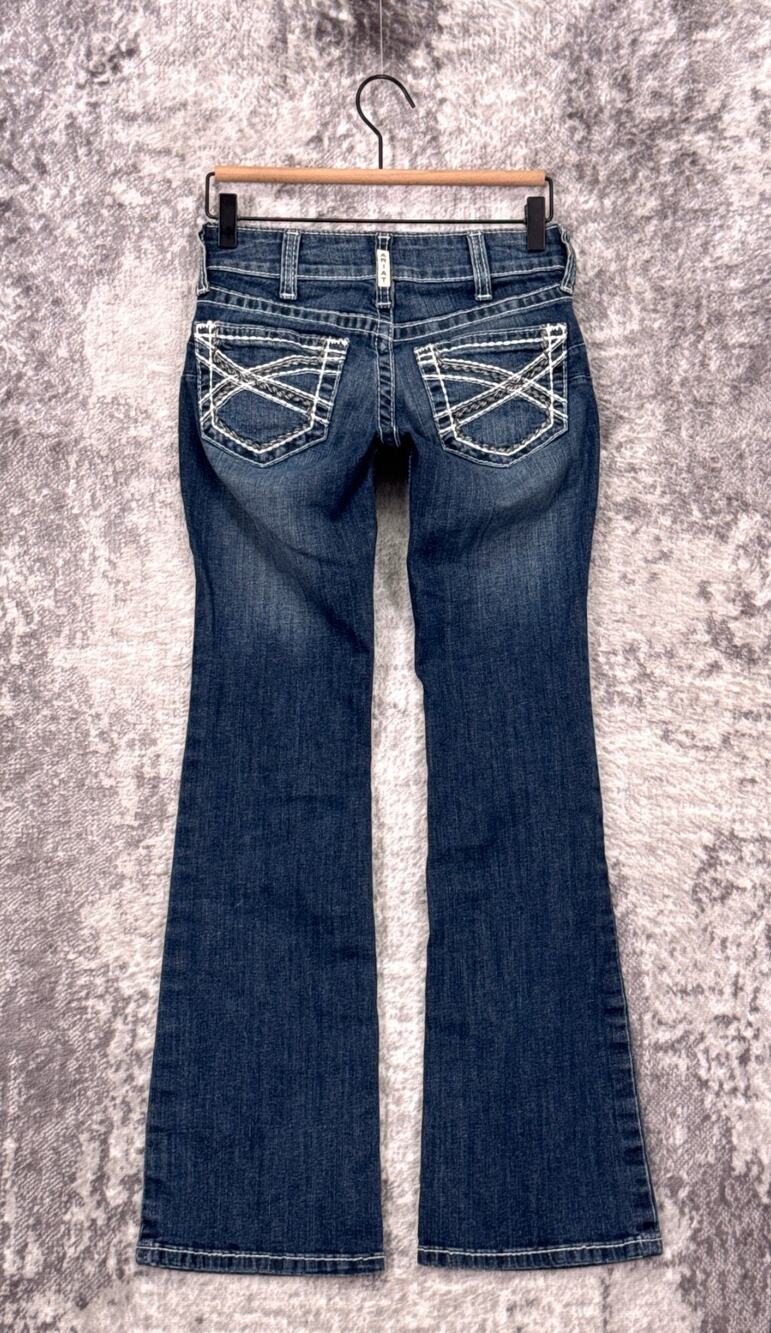 Ariat Jeans 25 S Womens Mid Rise Boot Cut Real Riding Entwined Stitching Pocket